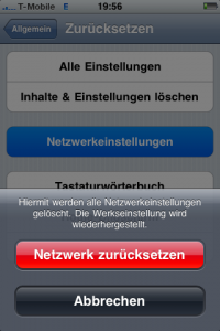 Bild iPhone Netzwerkeinstellungen zurücksetzen